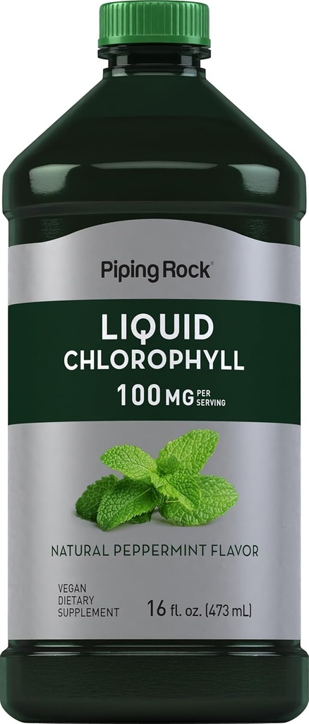 Piping Rock Vedel Chlorophyll 100mg | 16 oz | Mint Flavor | naistele ja meestele | Vegan, mitte-GMO ja Gluteenivaba valem
