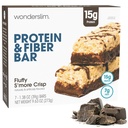 Wonderslim High Fiber Protein Bars, Fluffy S'more Crisp | 15g valk, 8g Fiber | Madal suhkur, Madal Carb | Tervislik järeleandlikkus | Rahuldav, Toetab Energiat Ja On-the-Go Convenience, 7 Pack