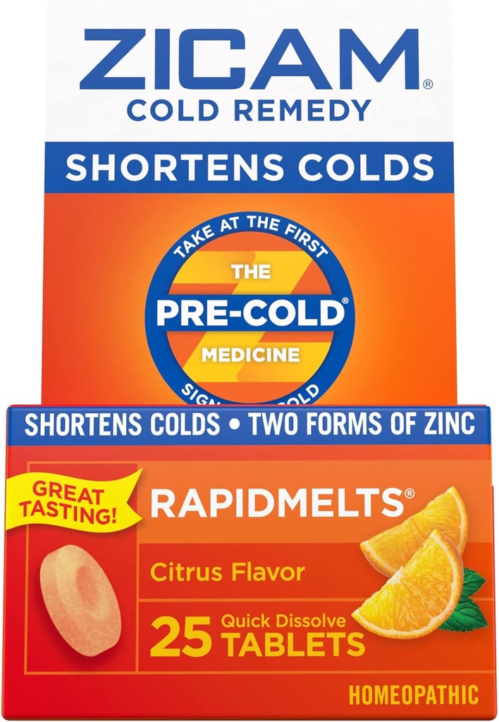 Zicam Cold Remedy Zinc Rapidmelts, Citrus Flavor, 25 krahv (2. pakk)