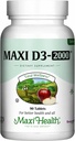 Maxi-Health Vitamiin D3 2000 RÜ - Tervislik lihaste funktsioon, luu tervise ja immuunsüsteemi tugi - 90 tabletti - parim Kosheri täiendus täiskasvanutele