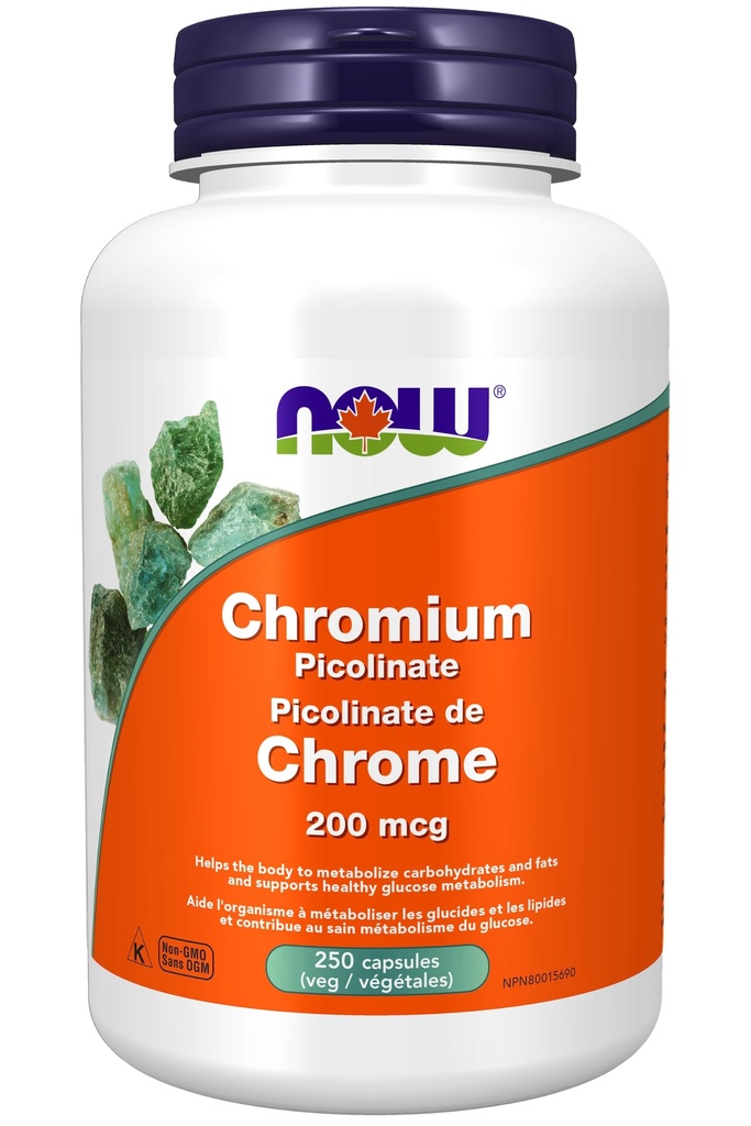 NOW Toidulisandid, kroompikolinaat 200 mcg, insuliini kaasfaktor *, 250 Veg kapslit
