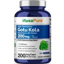 NusaPure Gotu Kola kapslid 20: 1 Ekstrakt, 200 mg, mis vastab 4000mg per Veggie Caps, 200 Count, Non-GMO, Vegan, Bioperine - Traditsiooniline ürdiekstrakt