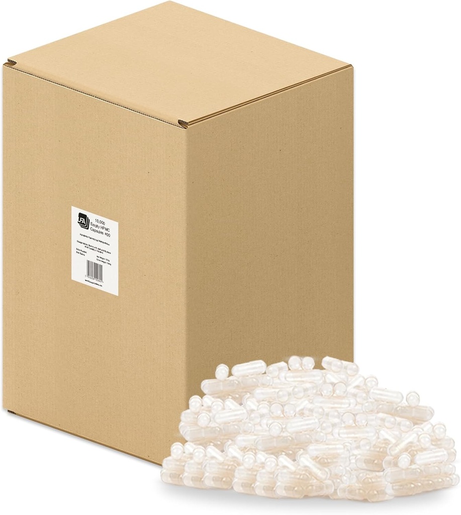 Tühi 00 Kapslid - Vegan HPMC - 10000 Count Box - Pill Kapslid Tühjad Fits Kapslid Täitemasina salv - Ühendatud Taimetoit Kapslid Lihtne Snap DIY Pulber Täiendus Pillid - Halal & Kosher