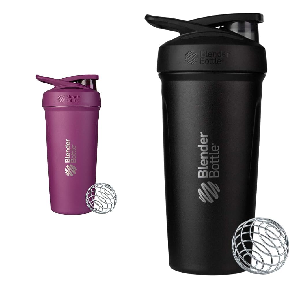 BlenderBottle 24-Ounce Stainless Steel Shaker Cups traadi viski, ploomi ja mustaga
