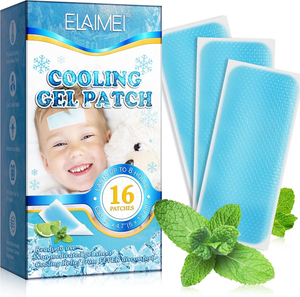 16 Lehed Palavik Patches lastele - Kuum ilm Jahutusgeel Patches täiskasvanutele - Peavalu Patches - otsaesine palavik Cool Pads