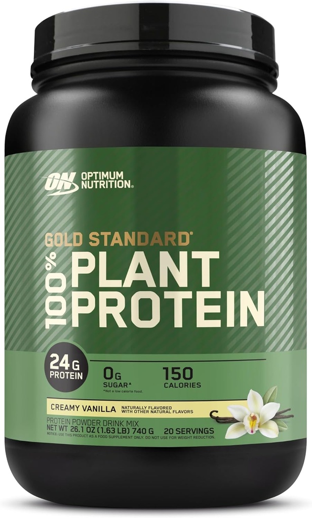 Optimum Nutrition Gold Standard 100% taimse valgu pulber, gluteenivaba, veganvalk lihaste toetamiseks ja taastumiseks aminohapetega - kreem Vanilla, 20 serveerimist (pakendamine võib varieeruda)