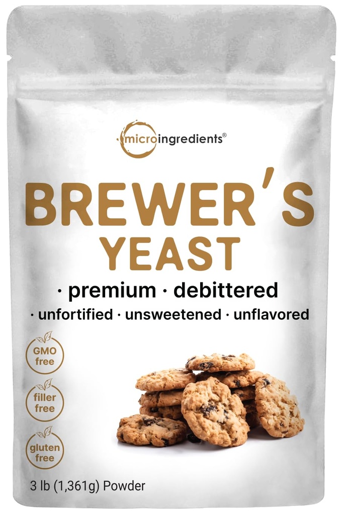 Brewers Pärmipulber imetamiseks, 3lbs (90 Servings) | Debittered Brewers Pärm rinnaga toitmiseks | Suurepärane imetamisküpsiste ja tee jaoks | Rikkalik B-vitamiini kompleks ja valguallikas | Mitte-GMO