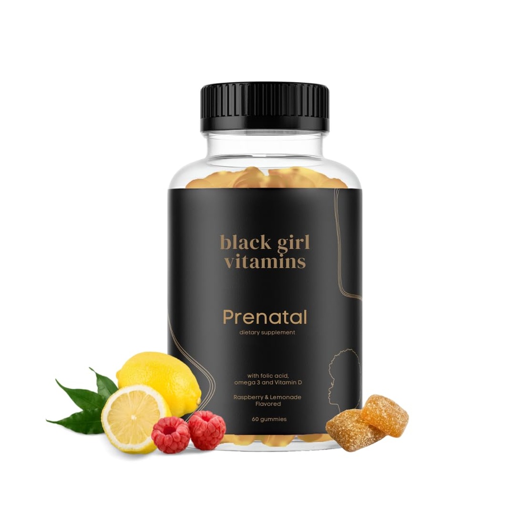 Black Girl Vitamiinid - Sünnieelsed Kummid Naistele Vitamiin Folaadiga Luude Tervise Tugi, Gluteenivaba, (Raspberry-Lemonade), 60ct