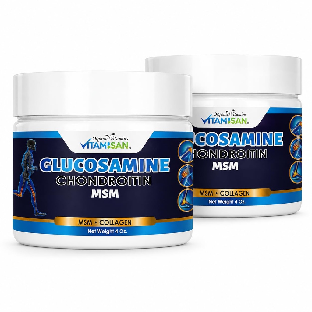 VITAMISAN Glükosamiin Kondroitiin MSM kollageen ja Arnica Cream 4 OZ 2 Pack