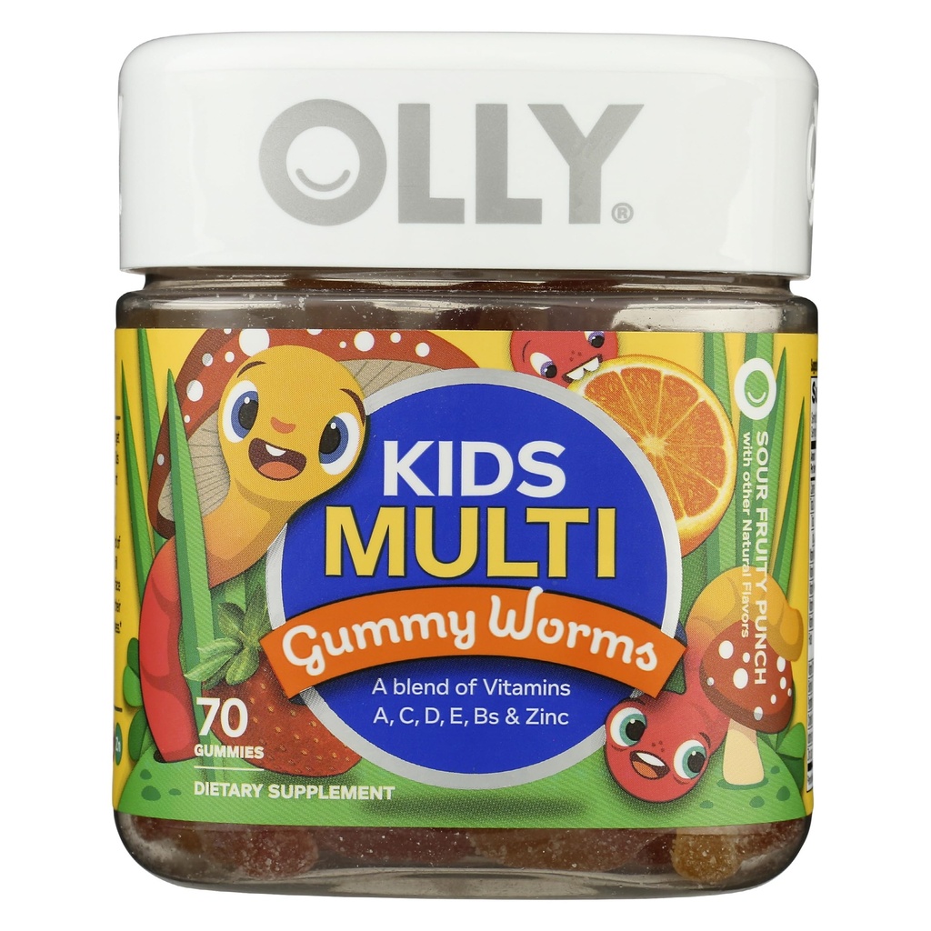 OLLY Kids Multivitamiin Kummiussid, üldine tervise ja immuunsuse tugi, vitamiinid ja mineraalid A, C, D, E, Bs ja tsink, närimislisand, hapupuuvilja punch, 45 päeva pakkumine - 70 loend