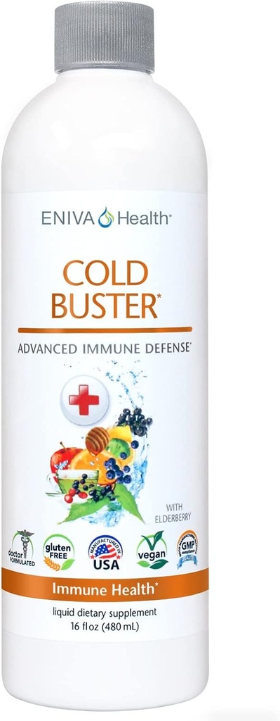 Eniva Elderberry Sambucus Immune Support Syrup, Vitamiin C, Ionic ZINC, Vitamiin D, Echinacea, Antioksüdandid & More, All-in-One Vedel, Madal Carb, Madal suhkur, Keto Sõbralik, Mitte-GMO & Gluteenivaba - 16 oz