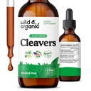 Wild & Organic Cleavers Tinktuur - Natural Detox tilgad Cleavers Leaf - Galium Aparine Herb Extract Supplement - Vegan, suhkur & Alkoholivaba - 2 fl oz