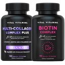 Vitamiinid Multi kollageen Plus pillid + Biotin Complex pillid