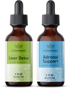 HERBAMAMA Taimsete vedelike tilgad Kit - Maksa Detox Complex 4 fl oz & Adrenal Support Drops 2 fl oz - Vegan, GMO-vaba, suhkur ja alkoholivaba - 2 Pack