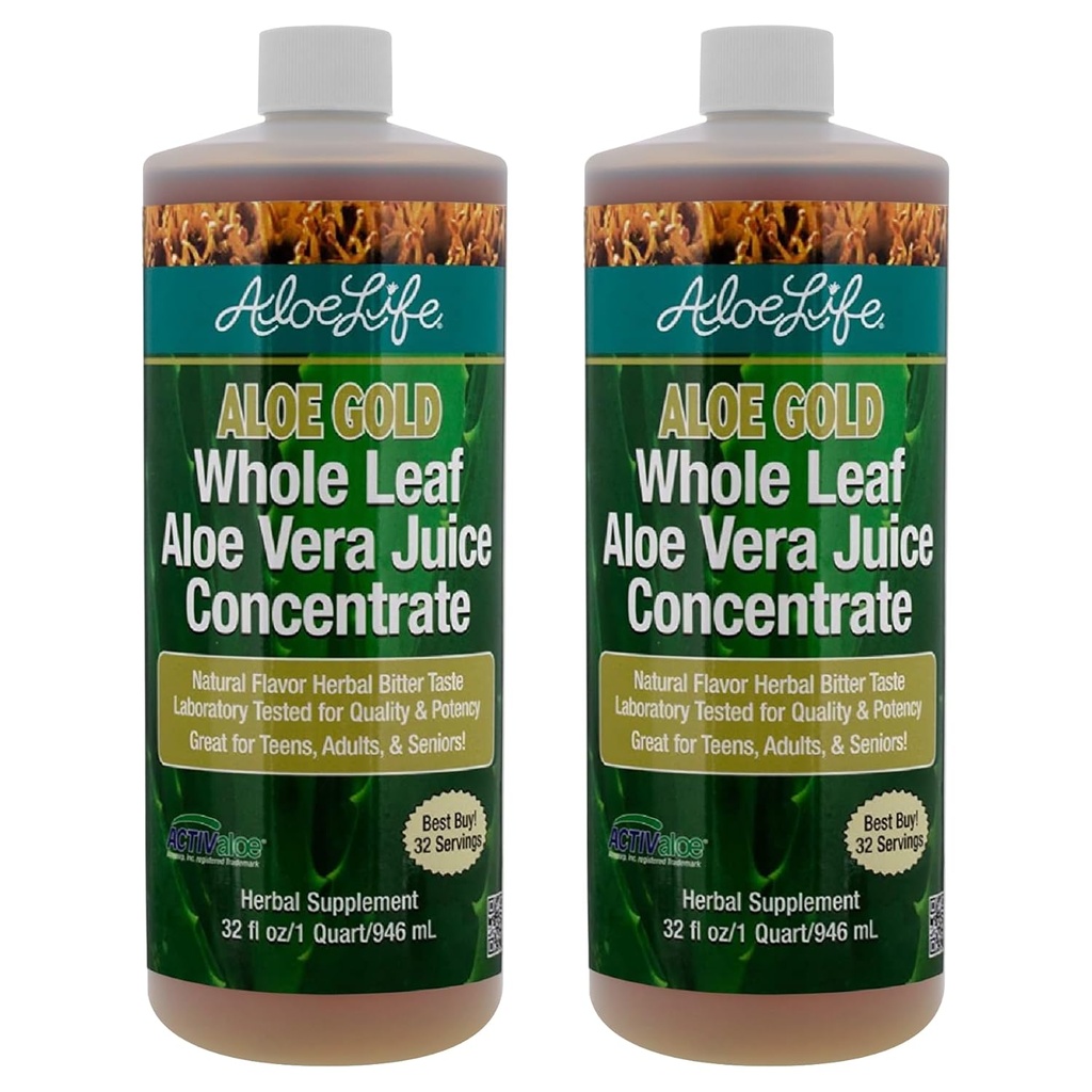Aloe Life - Terve Leaf Aloe Vera Mahl, Orgaaniline, Gluteenivaba (Aloe Gold, 32 oz) | 2-Pack