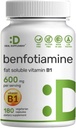 Benfotiamine 600mg Per Serving, 180 Veggie Capsules (300mg Per Cap) – Fat Soluble Vitamin B1 Thiamine Supplement – 3rd Party Tested, Vegan, Non-GMO, Gluten Free