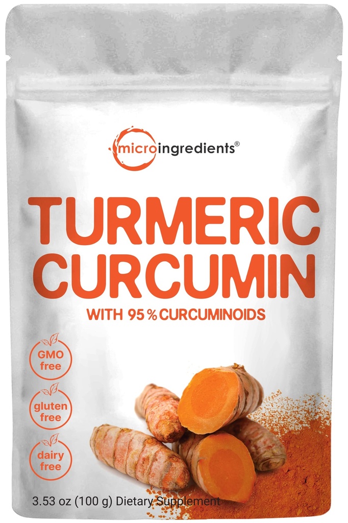 Kurkumekstrakt 95% kurkuminoidid (looduslik kurkumekstrakt ja kurkumlisandid), 100 Grams, rikas antioksüdantide jaoks liigeste ja immuunsuse toetamiseks, GMOde puudumine, vegan sõbralik, India päritolu