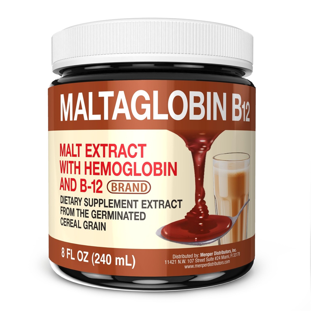 Maltaglobiini vitamiin B12 toidulisand, hemoglobiini tugi, B12 vitamiinid energia jaoks, 8 fl oz, 1-pakk