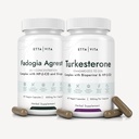 Fadogia Agrestis 600mg + Turkesteroon 500mg Bundle (2X rohkem puhas - 20% Std Extract) (3X Absorbents BioPerine & Hydroxypropyl-Beta-Cyclodextrin) toetab tervislikku lihaste taastumist, Stamina - Vegan