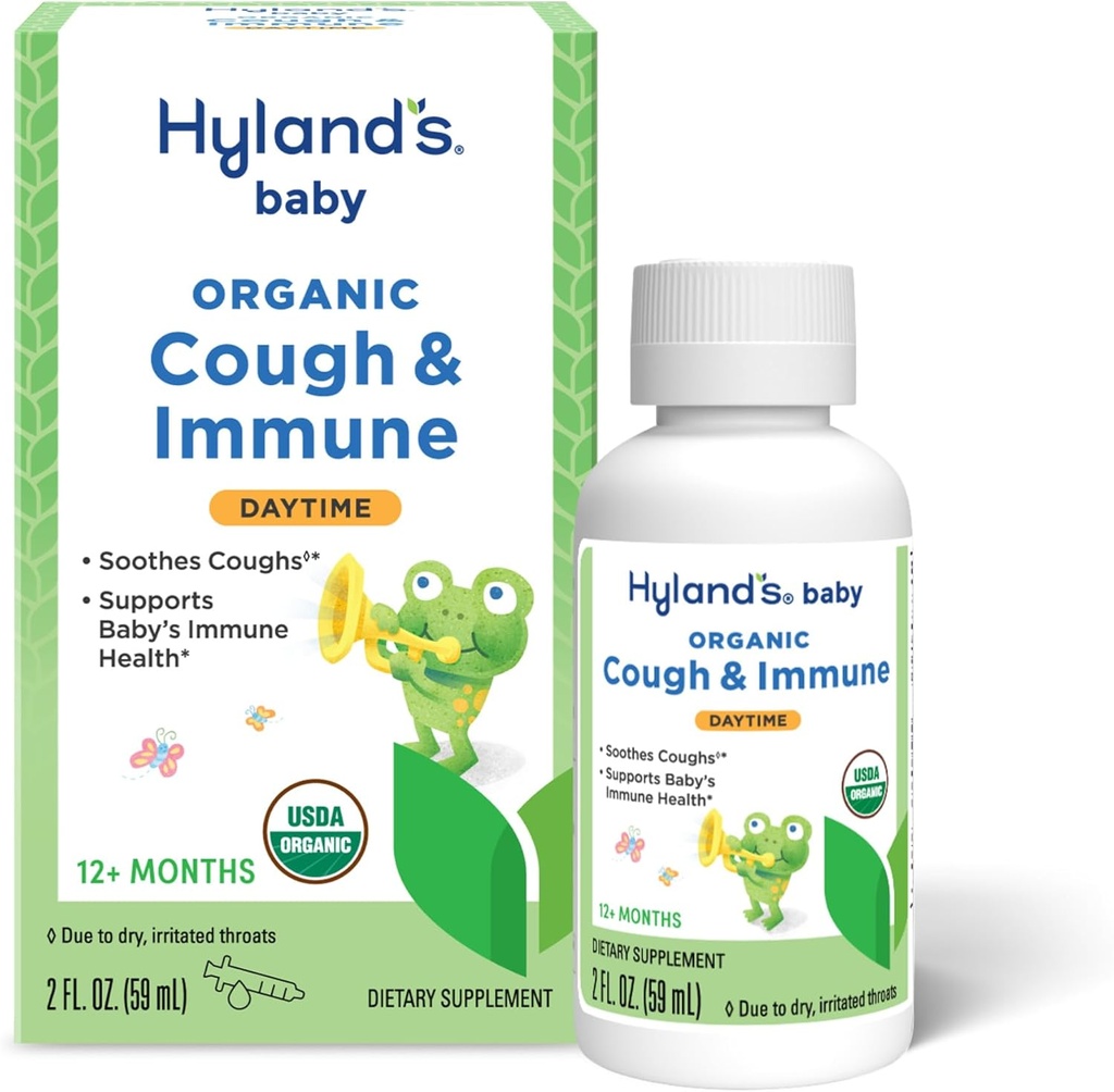 Hyland's Baby Organic Cough Syrup ja immuunsüsteemi tugi Agave, Elderberry ja granaatõuna, Soothes Cough ja toetab immuunsust, Daytime, 2 Fl. Oz.