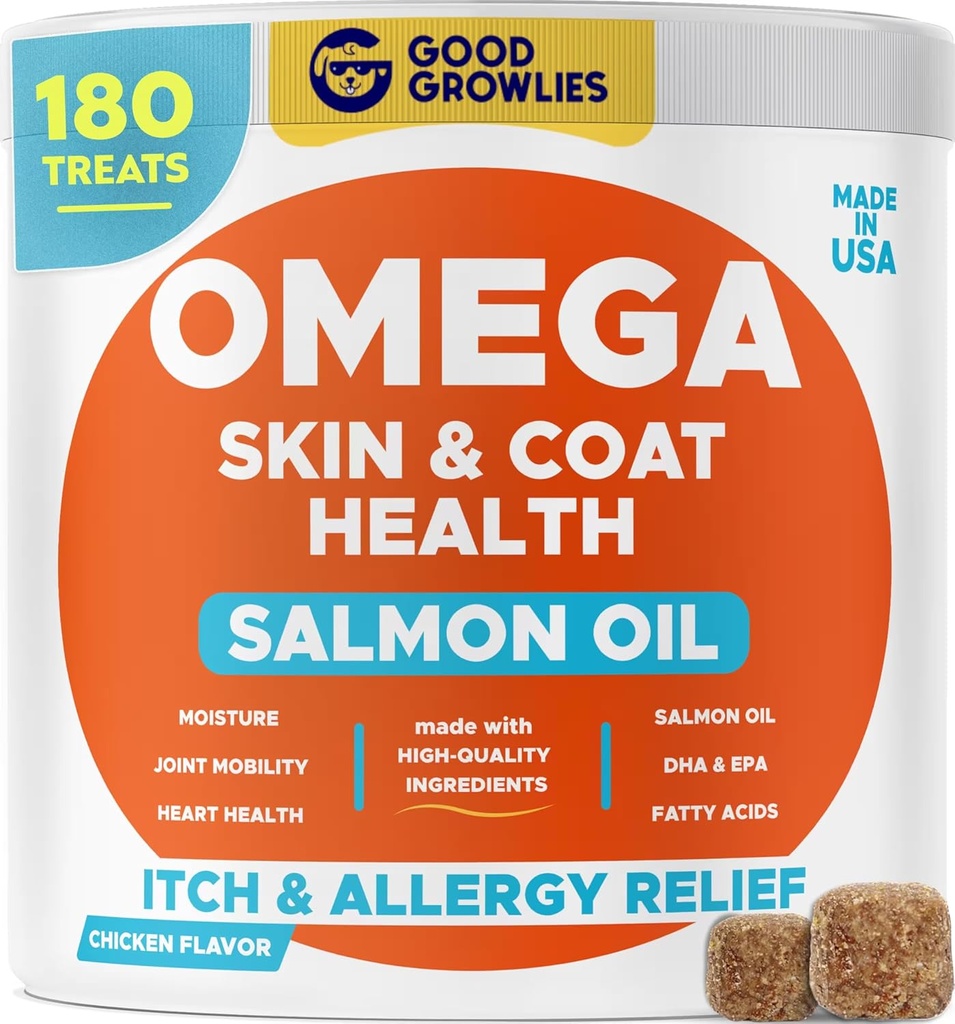 Omega 3 Alaska kalaõli ravib koeri (180 Ct) - kuiv ja sügelev nahk + allergia - läikivad mantlid - EPA & DHA Rasvhapped - looduslikud lõheõli närid - kana Türgi