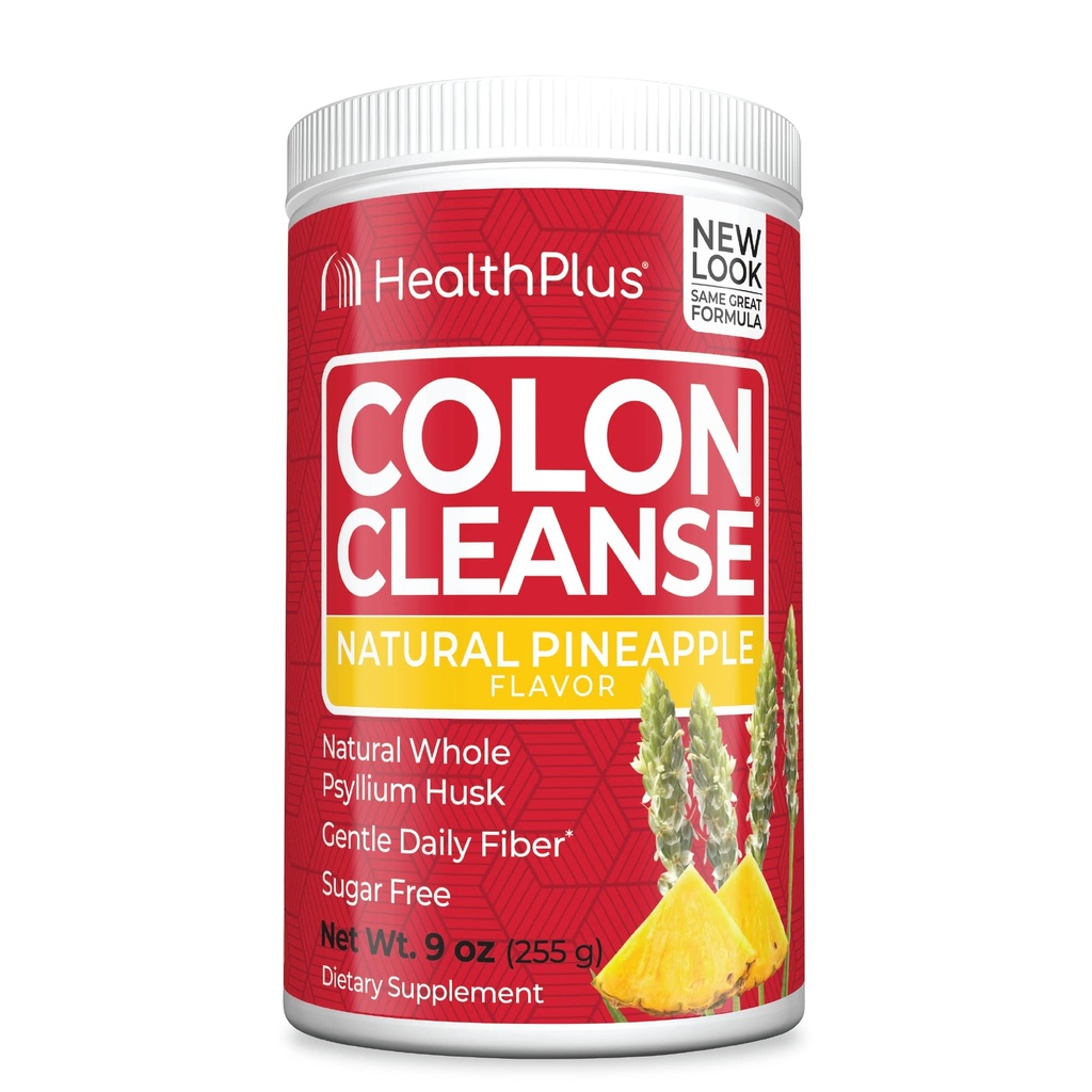 Health Plus Colon Cleanse Seedetrakti tugi | Kunstlike maitsete puudumine | Päevane kiud toksiinide kõrvaldamiseks, et vähendada puhitust | Psyllium Husk | Ananassimaitse | 9 Ounces, 36 Servings