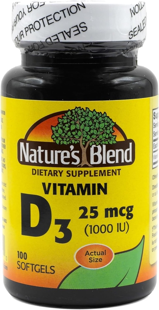 Looduse segu Vitamiin D3 25 MCG (1000 RÜ) Kergesti allaneelatav, 100 SFTGELS