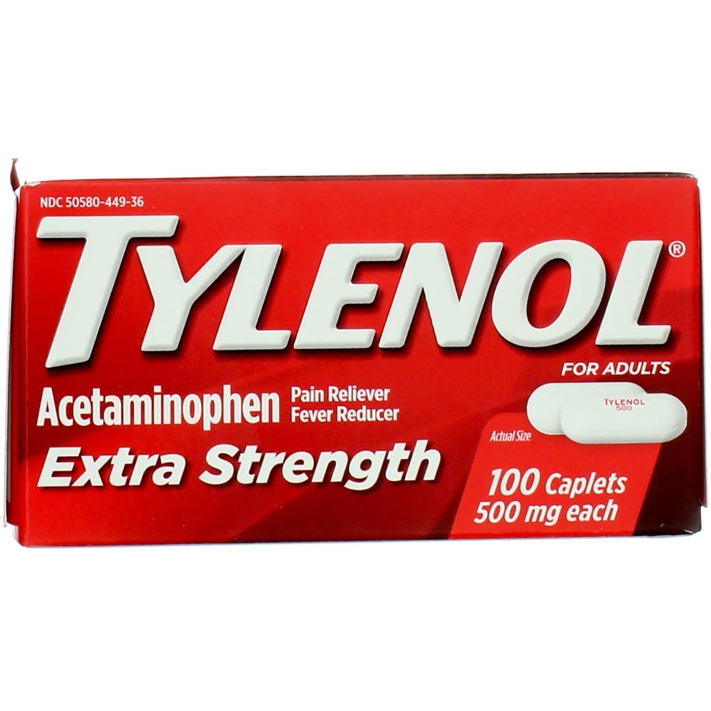 Tylenol Extra Tugevus Kapslid 500 mg Acetaminophen , Valu Reliever & Palaviku Vähendaja , 100 ct