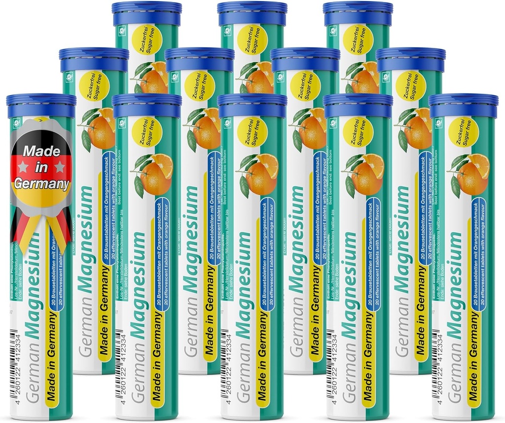 T & D Saksa magneesiumoksiidi lisand | kihisevad tabletid | Oranž maitse – 200 mg magneesiumi serveerimise kohta | Suhkruvaba, Vegan Pharma – valmistatud Saksamaal