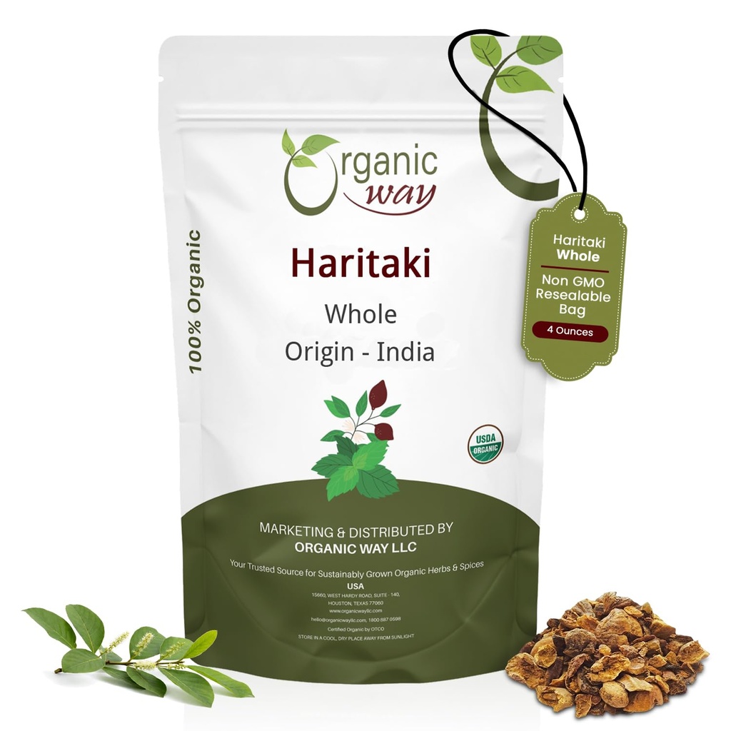 Orgaaniline tee Haritaki Terve (Chebulic Myrobalan) | Terminalia Chebula (Yellow Myrobalan) | Kosher & USDA sertifitseeritud | Vegan, Non-GMO & Gluten Free | 100% toores Indiast (4 oz - 1/4 naela)
