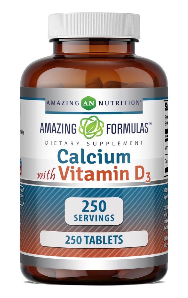 Hämmastav valem Kaltsium D3-vitamiini lisandiga | Tabletid | Mitte-GMO | Gluteenivaba | valmistatud USAs (1 Pack, 250 Count)