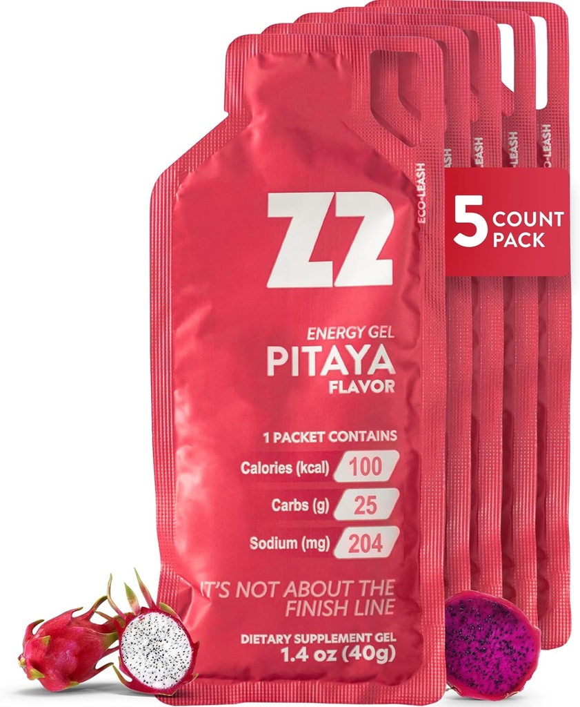 Z2 Dragon Fruit Energy Gel Performance - 25g Carb, 204mg naatrium, elektrolüüdid, enne ja treeningu ajal, suurendab vastupidavust jooksmine, jalgrattasõit, jalgrattasõit ja sport - 5-Count Pack