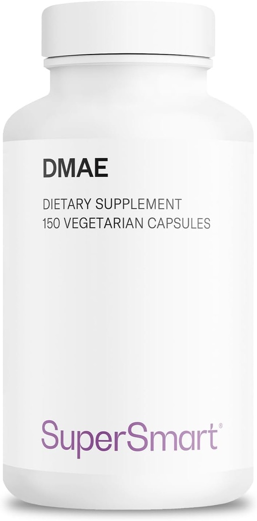 Supersmart - DMAE täiendus 390 mg päevas (dimetüülaminoetanool) - DMAE bitartraat - koliin tootmine | Mitte-GMO ja gluteenivaba - 150 taimekapslit
