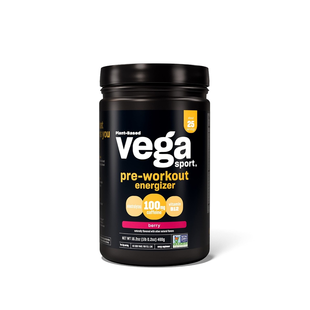 Vega Sport Energizer, Acai Berry, Pre Workout Powder naistele ja meestele, toetab energia ja fookus, elektrolüüdid, Vegan, Keto, Gluteenivaba, Piimavaba, Non GMO (25 Servings) , 1,01 naela (pakk 1)