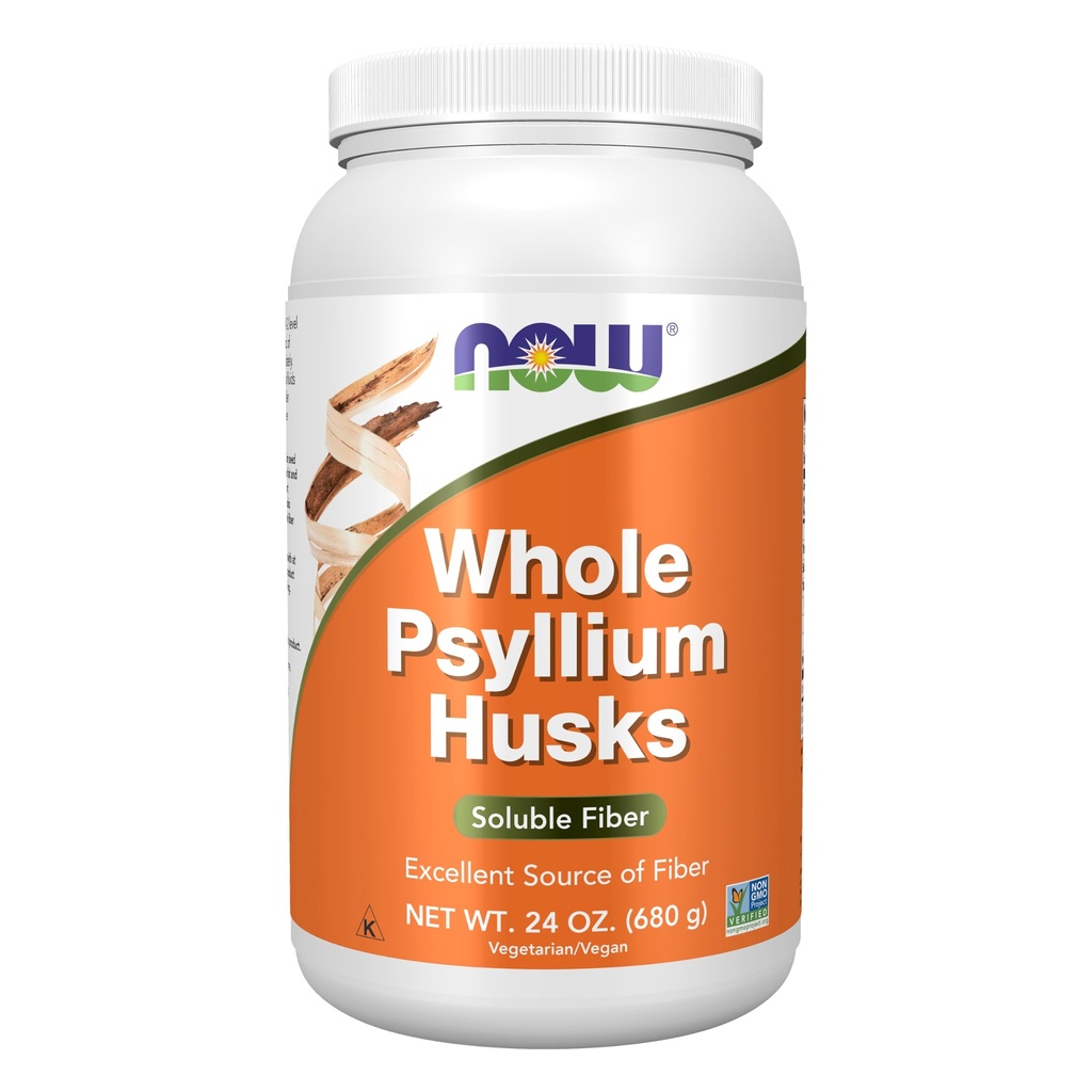NOW Foods Supplements, Whole Psyllium Husks, Non-GMO Project Kontrollitud, Lahustuv Fiber, 24-Ounce