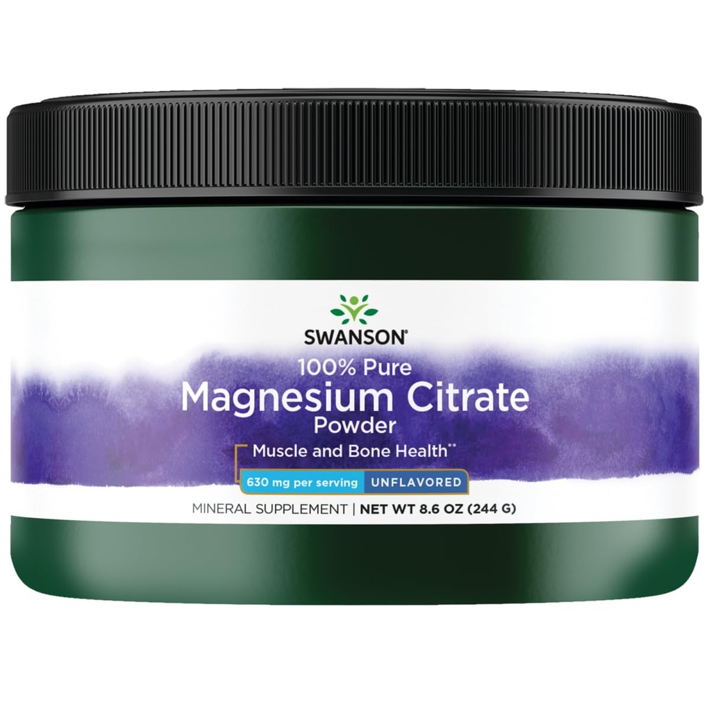Swanson 100% puhas magneesiumtsitraadi pulber - maitsestamata 630 mg 8, 6 oz Pwdr