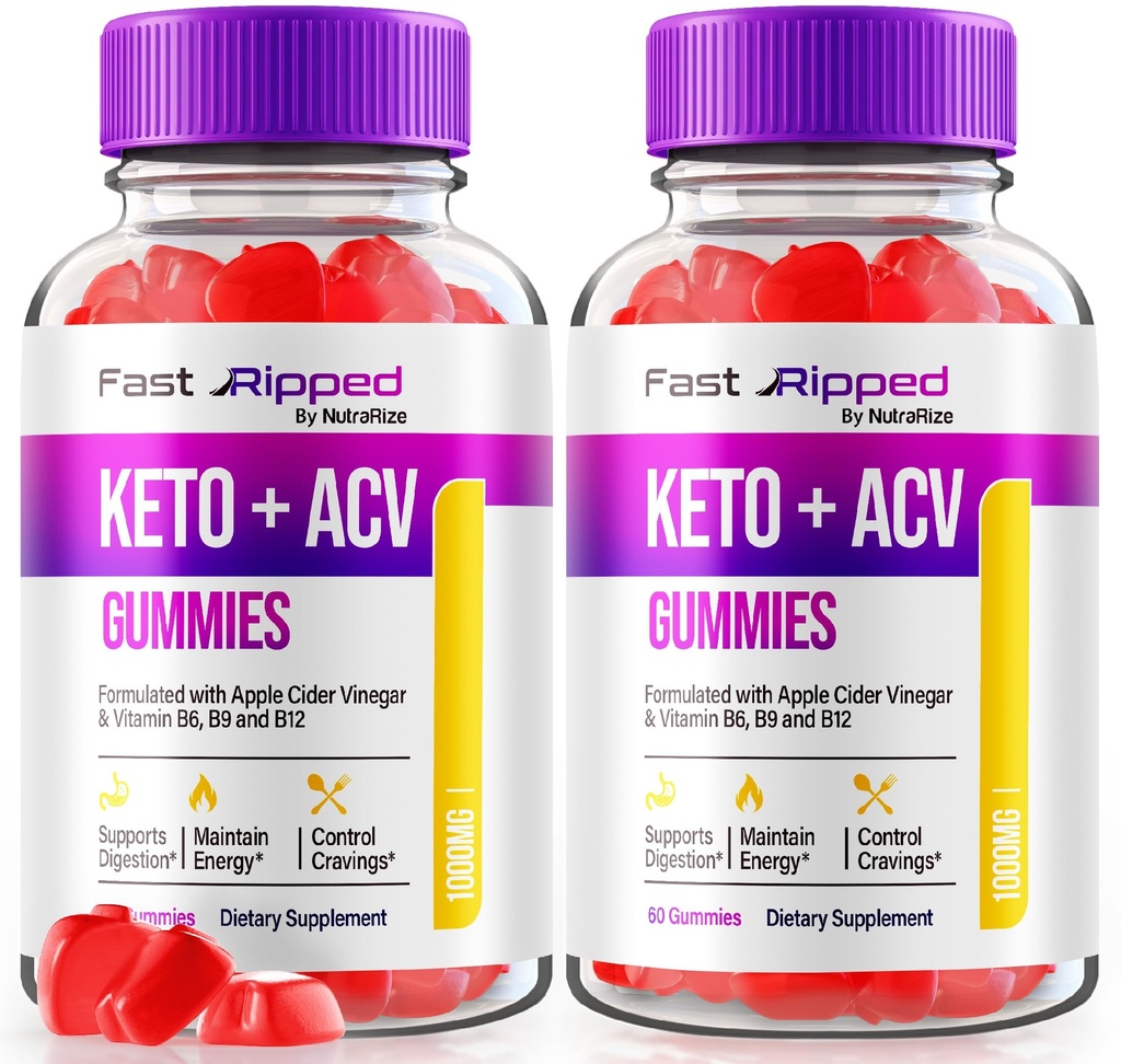 NutraRize (Pack of 2 Fa- Ripped Keto+ACV) Gummies, Advanced Formula, Apple Cider Vinegar 1000MG vitamiinide täiendus, maksimaalne tugevus Gummy arvustused (120 Gummies)