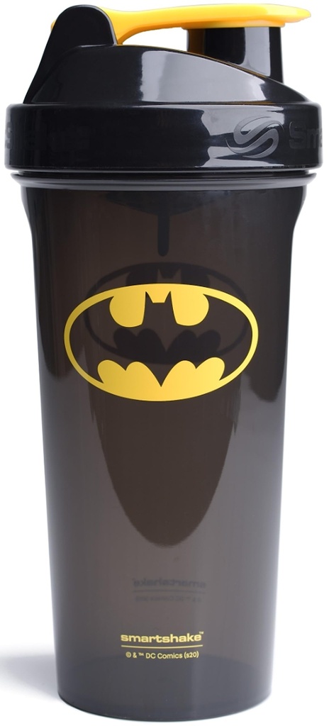 Smartshake Lite Justice League Protein Shaker Pudel 800ml – DC Comics Water Bottle, Leakproof BPA Free Gym Shaker Bottle for Protein Shakes and Protein Powder - Batman Logo