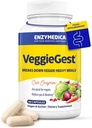 Enzymedica, VeggieGest, Seedeensüümid, Toetab Juhuslikku Gaasi Ja Puhuvat Leevendust Kõrge kiudainesisaldusega Toitest, Vegan & Taimetoitlaste Dieetidele, Ensüümisegu Seedetrakti Tervisele, 60 Count