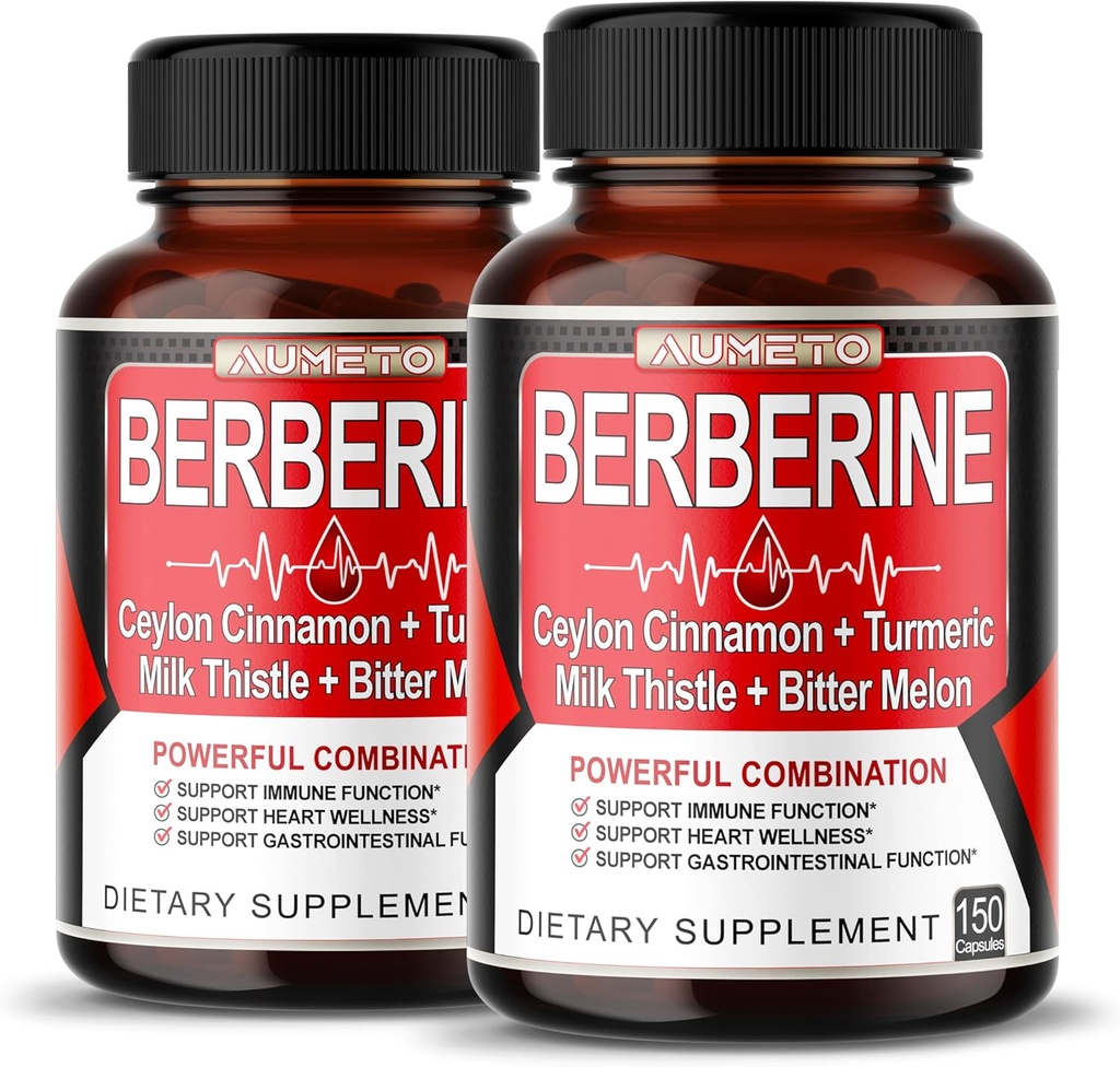 8 in 1 Berberine Supplement - Per Capsule Provides - Toeta seedimist, immuunsus - koos Ceyloni kaneeli, piimaohakas, kurkum, kibe melon