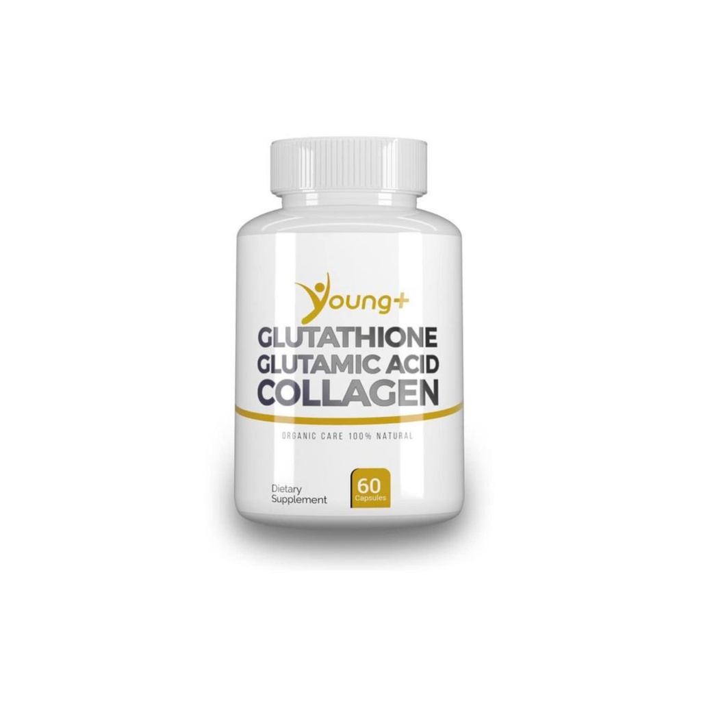 Young+ Glutatioon, glutamiinhape ja kollageen. Antioksüdandi täiendus - 1000 mg, 60 kapslit
