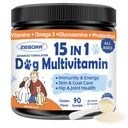 ZEBORA koera multivitamiini pulber koos glükosamiiniga, koerte vitamiinid ja toidulisandid immuunsuse toetamiseks, naha ja karva lisand koos omega 3 allergia leevendamiseks, seedetrakti probiootikumid ja soolestiku tervis
