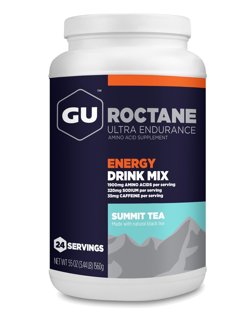 GU Energy Roctane Ultra Endurance Energy Drink Mix, Vegan, Gluteenivaba, Kosher, 35mg kofeiini ja Dairy-Free n-the-Go energia iga treeningu, 3,44 naela Jar, Summit Tea