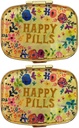 2 pakendit Vintage Pill Korraldajad Metal Retro Pill Boxs Cute Pill Cases rahakoti / tasku kaasaskantav kompaktne hoida vitamiine / tilenooli / toidulisandeid / ravimeid / tablette (Happy pillid peegli sees)