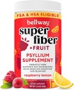 Bellway Super Fiber Pulber + Puuviljad, Suhkruvaba Orgaaniline Psyllium Husk Pulber Fiber Täiendus Regulaarsuse, Bloating Relief & Seedetrakti Tervis, Taimepõhine, Vaarika Lemon (50 Servings)