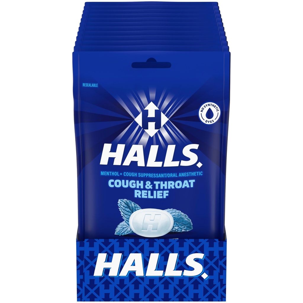 HALLS Köha ja kurgu leevendamine Mentho-Lyptus köha tilgad, 12 kotti 30 (360 kokku tilka)