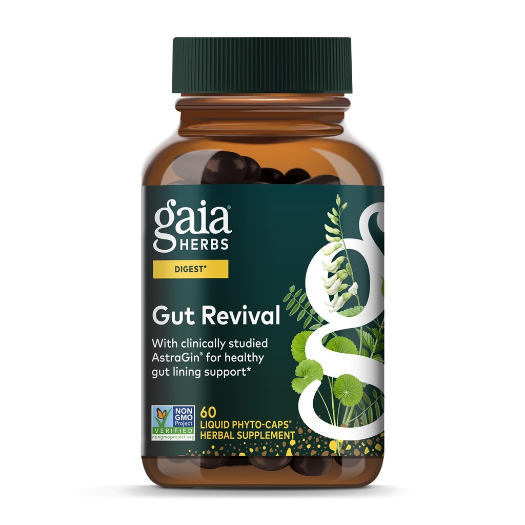 Gaia maitsetaimed Gut Revival - Taimne seedimist täiendada toetada soolestiku tervist - valmistatud Astragalus, Gotu Kola, Jujube & More - Vaba piima, soja ja gluteeni - 60 Vegan kapslit (60 Servings)