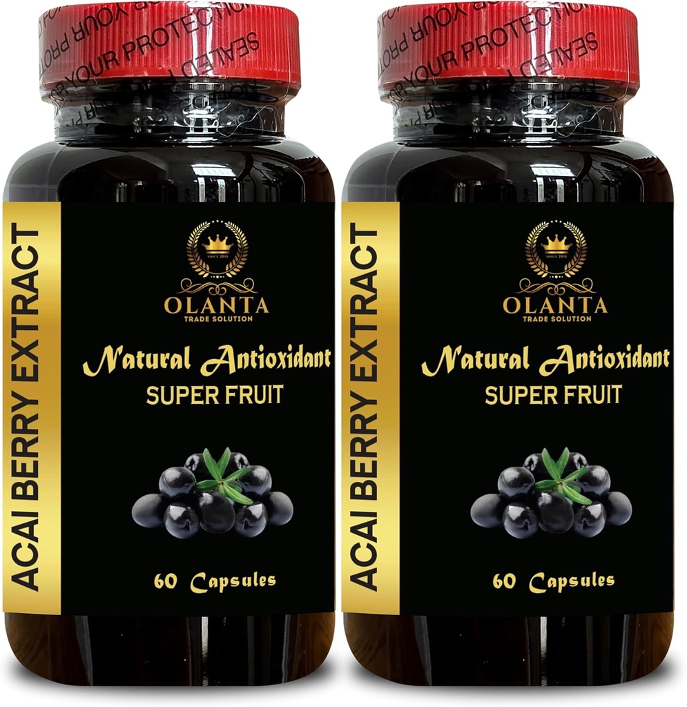 ACAI marjaekstrakt - orgaaniline toidulisand Acai Berry pulber, supertoit, igapäevane energiatoetus, Acai üldise heaolu jaoks - 2 pudelit 120 kapslit