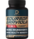Soursop Graviola kapslid - 3 kuud pakkumine - 9450mg ühe serveerimise kohta - 11 maitsetaime Elderberry, kurkumiin, ingveri juur, piimaohakas - meeleolu, meel, keha ja immuunsus - 90 vegankapslit